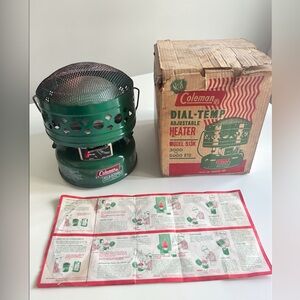 Coleman Dial Temp Heater 513K Adjustable Camping Heater w Box Vintage